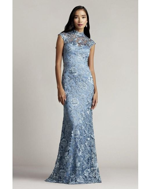 Tadashi Shoji Qara Cap Sleeve Gown in Blue Lyst