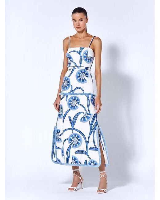 Alexis Blue Boquet Printed Midi Dress