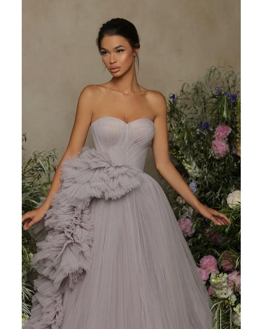 Tarik Ediz Brown Jemma Strapless Gown