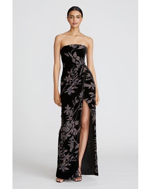 THEIA Janette Strapless Column Gown in Black Lyst