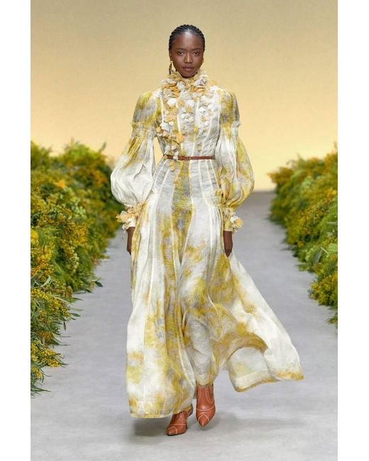 Zimmermann Yellow Long Sleeve Botanica Wattle Gown