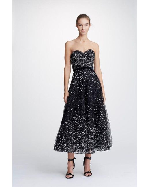 black strapless tulle dress