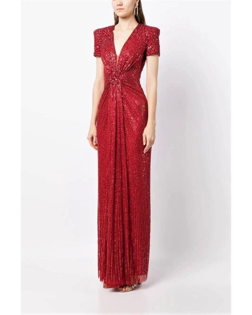 Jenny Packham Red Momoka Sequin Gown