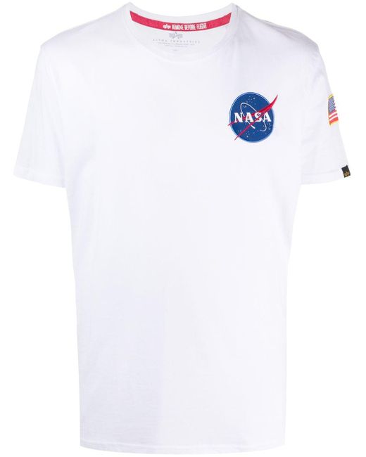 Cotton White Nasa Print T-shirt 