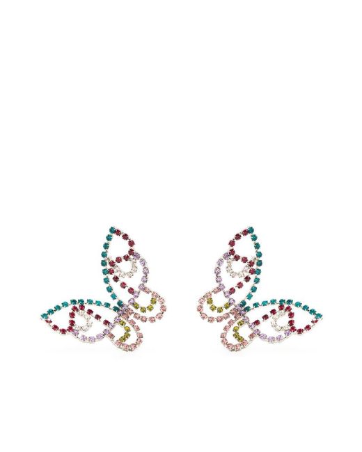 Area White Embellished-butterfly Earrings