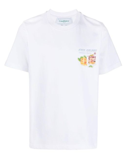 CASABLANCA White Casa Airlines Print T-shirt for men