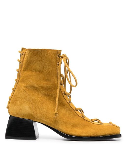 NODALETO Mustard Yellow Bulla Ella Laceup Boots Lyst UK