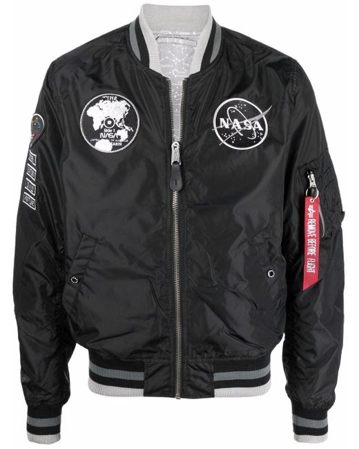 Alpha Industries Nasa Badge Bomber Jacket in Black for Men | Lyst