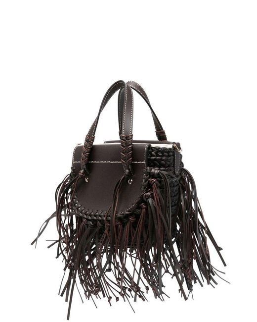 CUBA LAB 'Habanera Fringes Ebony' Coffee Tote Bag in Black