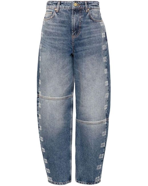| Jeans affusolati a vita alta con logo | female | BLU | 27 di Ganni in Blue