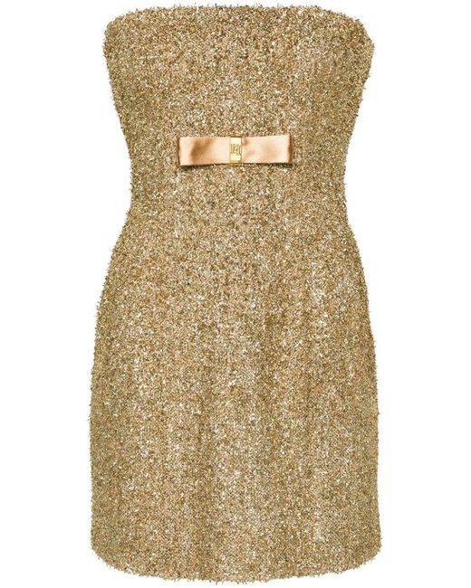 | Abito corto in tweed dettaglio lurex senza maniche | female | ORO | 44 di Elisabetta Franchi in Yellow