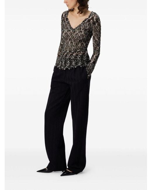 Missoni Black Lace V-Neck Sweater