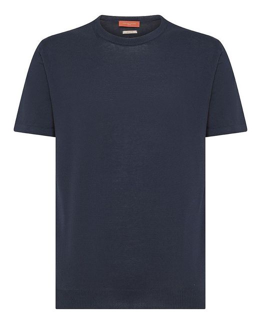 | T-shirt girocollo a maniche corte in cotone | male | BLU | XXL di Daniele Fiesoli in Blue da Uomo