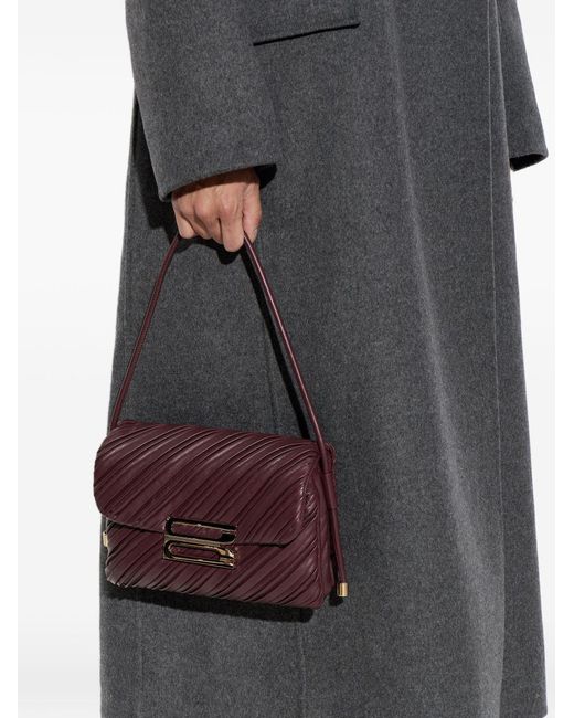 Borsa Elegante Bordeaux Con Texture A Coste E Fibbia Dorata di Victoria Beckham in Purple