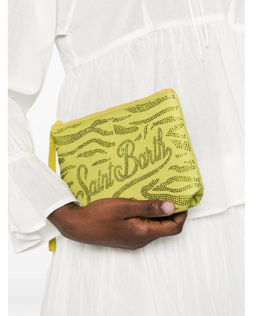 Pochette Aline Strass Verde Acido di Mc2 Saint Barth in Green
