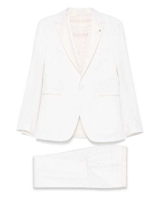 Tagliatore White Cream Virgin Wool Single Breasted Suit for men