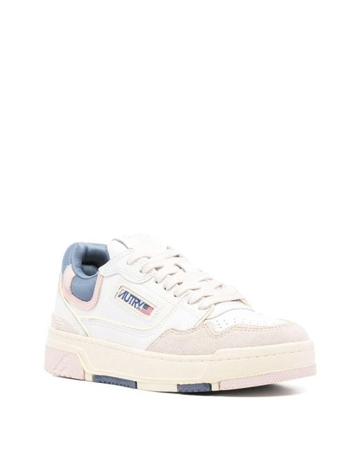 Autry White Sneakers Clc Low Leather And Suede And Peach Whip