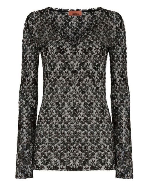 Missoni Black Lace V-Neck Sweater