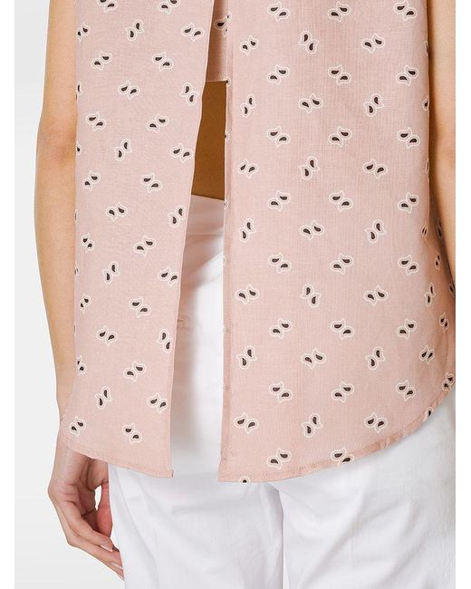 | Camicia smanicata in lino e cotone con stampa paisley | female | ROSA | 42 di Palm Angels in Pink