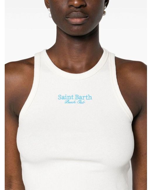 | Top corto in cotone stretch con logo ricamato frontale | female | BIANCO | L di Mc2 Saint Barth in White