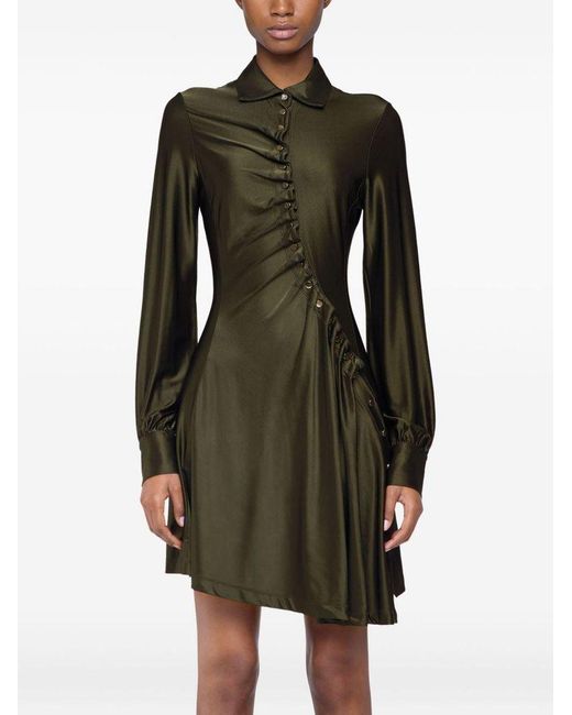 Rabanne Green Button Draped Dress