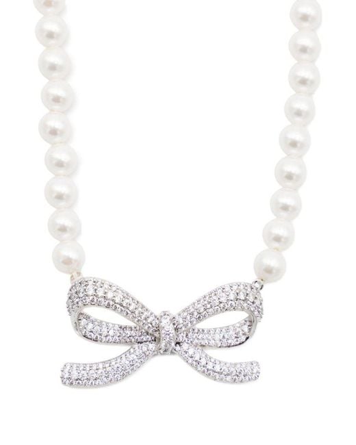 Self-Portrait White Pearl Necklace With Bow