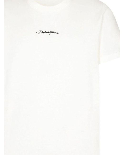 | T-shirt in cotone con logo stampato frontale | male | BIANCO | 50 di Dolce & Gabbana in White da Uomo