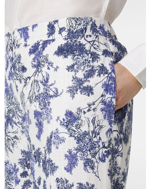| Pantaloni Condor in viscosa e lino con stampa floreale | female | BIANCO | 23 di Marina Rinaldi in Blue