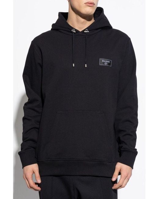 Balmain Blue Iconic Cotton Hoodie for men