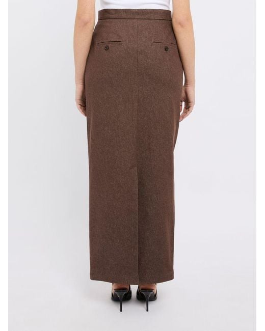 Max Mara Brown 'Panosa' Cotton Midi Skirt