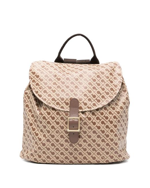 Zaino Softy Tabacco Con Logo All-Over Marrone Chiaro di Gherardini in Natural