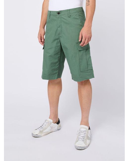 Carhartt Green Cotton Shorts With Patch Pockets for men