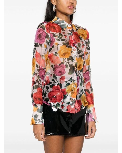 | Camicia con stampa floreale in seta | female | MULTICOLORE | 46 di Blugirl Blumarine in Pink