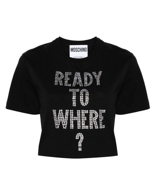 | T-shirt con strass | female | NERO | 42 di Moschino in Black
