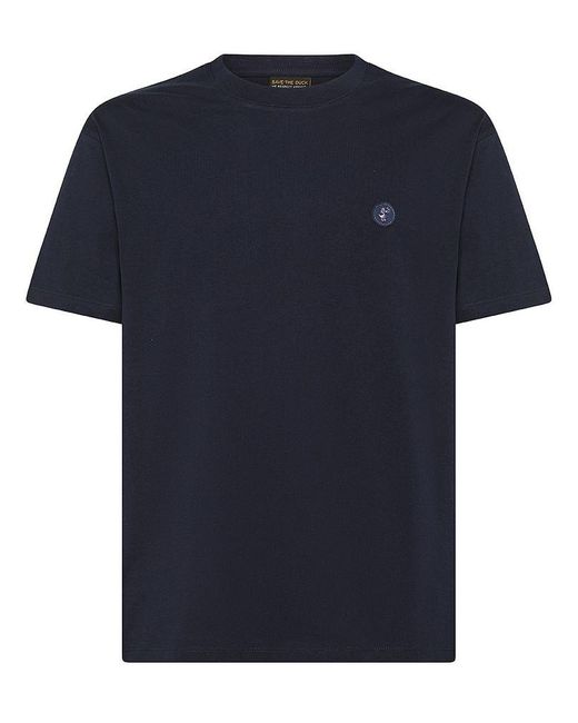| T-shirt Adelmar in cotone con logo ricamato frontale | male | BLU | XL di Save The Duck in Blue da Uomo