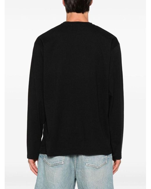 T-Shirt A Maniche Lunghe Con Logo di MSGM in Black da Uomo