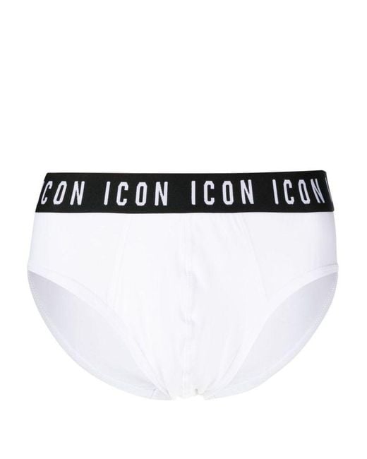 DSquared² White Logo Briefs for men