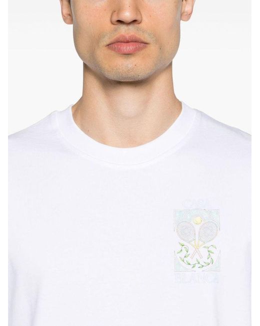 | T-shirt in cotone con stampa tennis frontale e sul retro | unisex | BIANCO | XL di Casablancabrand in White