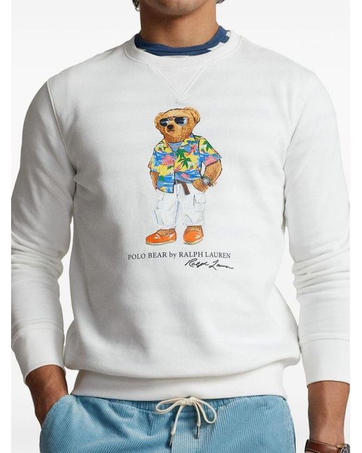 | Felpa stampa Teddy Bear | male | BIANCO | S di Polo Ralph Lauren in White da Uomo