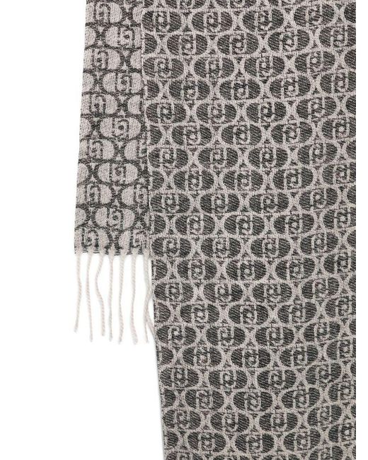 Monogram Fringed Scarf di Liu Jo in Gray