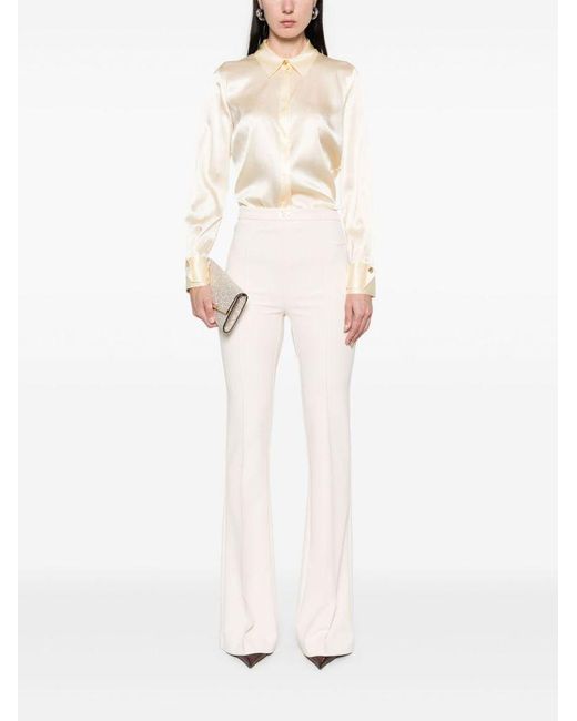 Elisabetta Franchi White Butter Flared Trouser With Logo