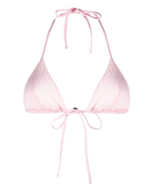 Top bikini con stampa barocca di Versace in Pink