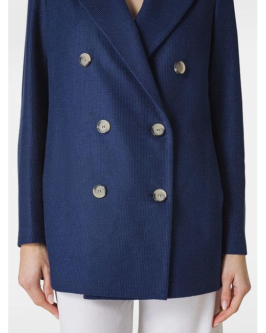 | Cappotto corto doppiopetto in lino e cotone | female | BLU | 42 di Harris Wharf London in Blue