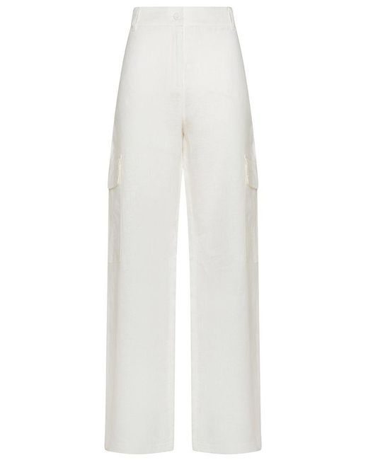 | Pantaloni Ocarina cargo in lino e raso | female | BIANCO | 23 di Marina Rinaldi in White