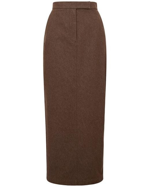 Max Mara Brown 'Panosa' Cotton Midi Skirt