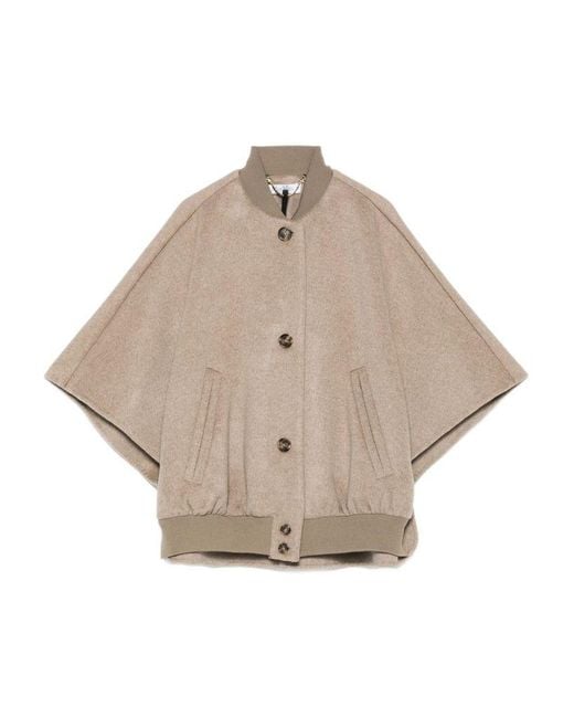 Max Mara Natural Cape Wool Coat