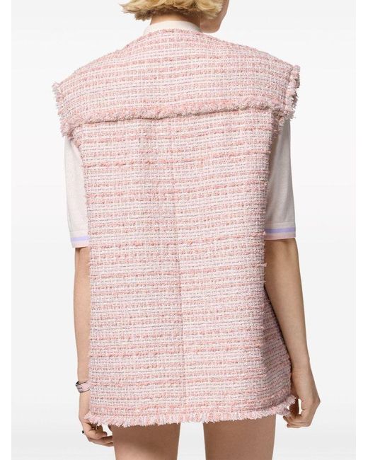 | Gilet in tweed di cotone con dettaglio frange | female | ROSA | 40 di Versace in Pink