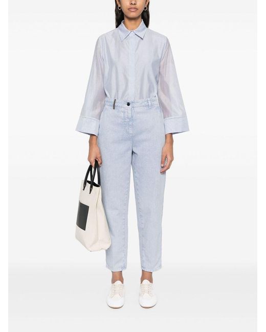 Camicia Effetto Moiré di Peserico in White