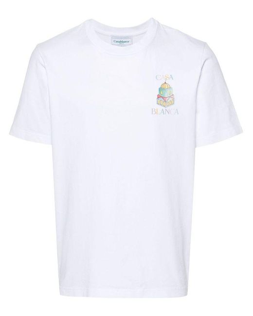 | T-shirt in cotone a maniche corte con stampa frontale e sul retro | unisex | BIANCO | XL di Casablancabrand in White