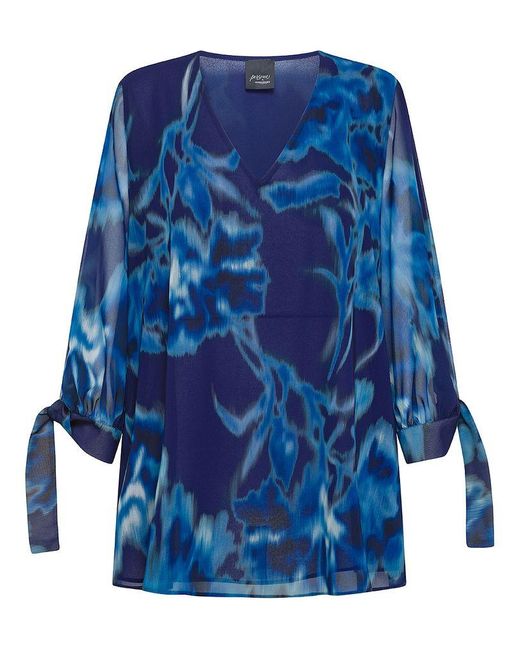 | Blusa in leggera georgette con stampa sfumata | female | BLU | 25 di Marina Rinaldi in Blue